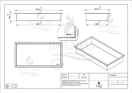 WALL-BOX ONE - Półka wnękowa INOX 60x30x10 cm