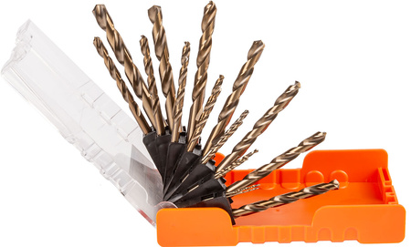 WIERTŁA DO METALU KOBALTOWE 1-10 MM 19 ELEM. PLASTIKOWE PUDEŁKO