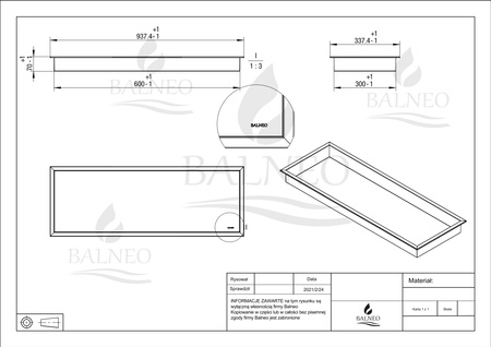 WALL-BOX ONE - Półka wnękowa INOX 90x30x7cm