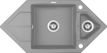 Zlewozmywak granitowy 1.5-komorowy z ociekaczem - Space-Saver szary metalik stal ZQP S653