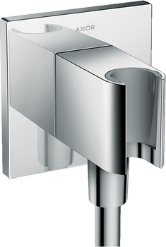 AX ShowerSolutions Przyłącze węża prysznicowego z uchwytem, kwadratowe, Chrom