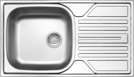 Zlewozmywak stalowy 1-komorowy z ociekaczem - odpływ 3.5" dekor stal ZEL 3113