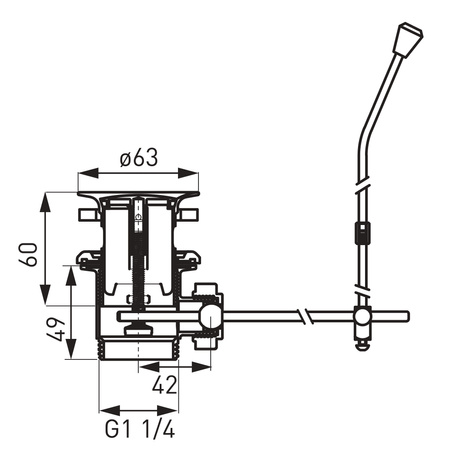 Korek automatyczny z cięgnem, 5/4", chrom