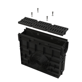 Odwodnienie zewnętrzne studzienka dla AVZ104 z obramowaniem z tworzywa, ruszt kompozytowy, B125