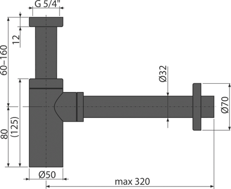 Półsyfon umywalkowy DN32 DESIGN, czarny-mat