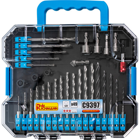 WIERTŁA RÓŻNE 49 ELEM. UCHWYT 1/4'