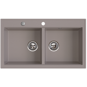 STAMPO zlewozmywak granitowy 2-kom 50/86 cm, taupe
