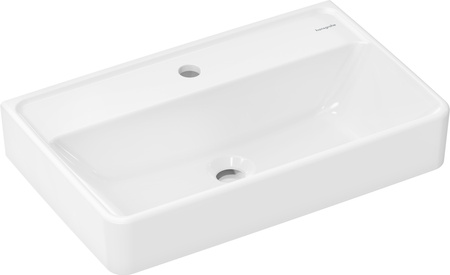 HG Xanuia Q Umywalka wisząca Compact 600/370 z otworem na baterię, bez przelewu, SmartClean, Biały