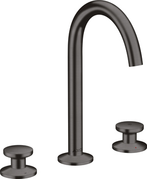 AX One 3-otworowa bateria umywalkowa Select 170 z kompletem odpływowym Push-Open, Czarny Chrom Szczotkowany