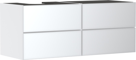HG Xevolos E Szafka pod szlifowaną umywalkę wpuszczaną w blat/nablatową po lewej str. z 4 szufladami 1370/550, Biały Mat. Kolor frontu: Biały Metal.