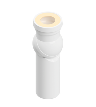 Przyłącze do stojącej miski WC, kolano regulowane 0–90°, DN 110, długość 275 mm, PP, białe