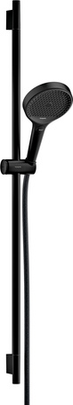 HG Rainfinity Zestaw prysznicowy 130 3jet EcoSmart z drążkiem S Puro 90 cm PushSlider i tekstylnym wężem Designflex 160 cm, Czarny Matowy