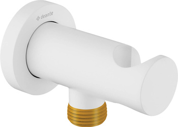 Przyłącze kątowe okrągłe z uchwytem na słuchawkę bianco NAC A51K