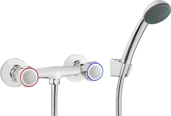 Bateria prysznicowa ścienna z zestawem prysznicowym chrom BON 041D