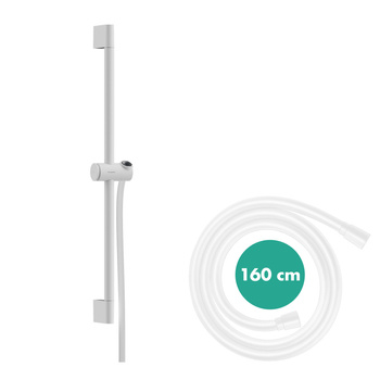 HG Unica Drążek prysznicowy Pulsify S 65 cm z suwakiem PushSlider i wężem prysznicowym Isiflex 160cm, Biały Matowy