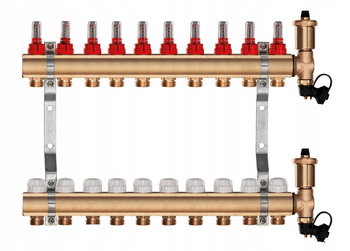 Rozdzielacz mosiężny do ogrzewania podłogowego podłogówki 10 sekcji