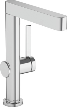 HG Finoris Jednouchwytowa bateria umywalkowa 230 z obrotową wylewką i kompletem odpływowym Push-Open, Chrom