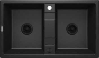 Zlewozmywak granitowy 2-komorowy grafit metalik nero ZQE G203