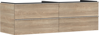 HG Xelu Q Szafka pod umywalkę nablatową z 4 szufladami 1560/550, Naturalny Dąb, Kolor uchwytów: Chrom