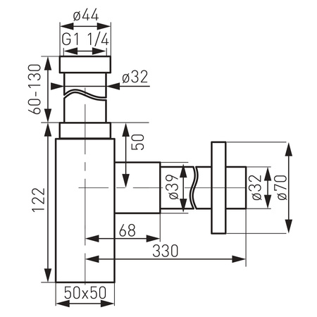 QUADRO syfon 5/4", chrom