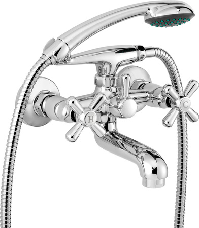 Bateria wannowa ścienna z zestawem prysznicowym stała chrom Symetrio BOS 011D