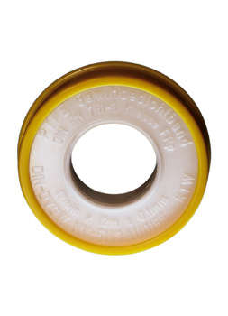 Taśma PTFE 12 mm x 12 m x 0,1 mm żółta gaz