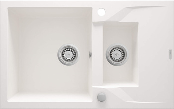 Zlewozmywak granitowy 1.5-komorowy z ociekaczem alabaster stal ZQN A513