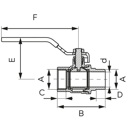 Zawór kulowy GW-GZ z dźwignią, 1 1-2", F-Power