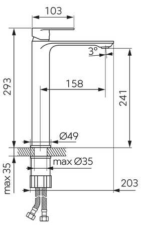 TALASSA bateria umywalkowa stojąca wysoka, chrom