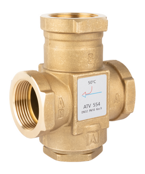 Zawór temperaturowy ATV 554, DN32, Rp1 1/4", Kvs 9, 50°C