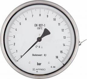 Manometr precyzyjny RF 160 F D 401, fi 160 mm, 0÷1,6 bar, 1/2" rad, kl. 0,6 - wzorcowany