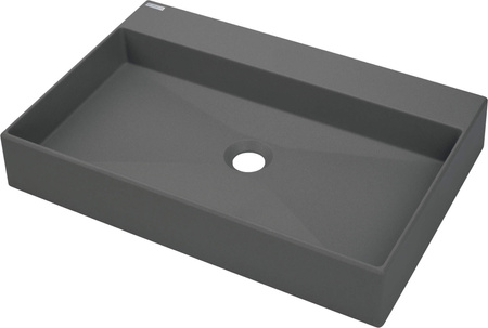 Umywalka granitowa nablatowa z miejscem na baterię - 60x40 cm antracyt metalik CQR TU6S