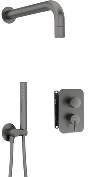 Zestaw prysznicowy podtynkowy z BOXem mieszaczowym - z główką natryskową stała titanium Silia BXYZDQSM