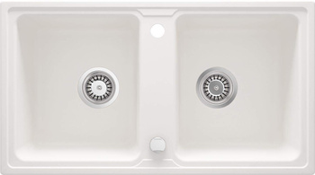 Zlewozmywak granitowy 2-komorowy alabaster stal ZQZ A203