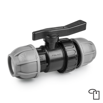 PN10 Zawór do rur PE 32mm / 32mm - metka