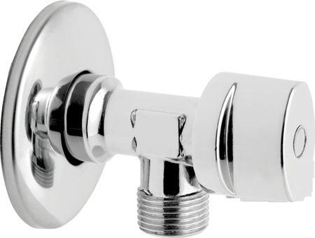 Zawór kulowy kątowy z metalowym uchwytem, z rozetą 1-2" x 1-2"