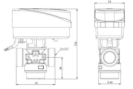 Zawór strefowy 3-drogowy  AZV 643, DN20, G1", Kvs 8 m³/h