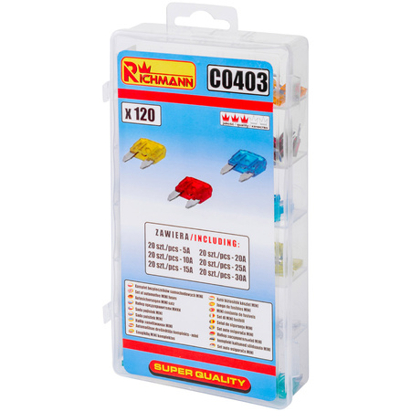 KPL. BEZPIECZNIKÓW MINI 120 SZT.