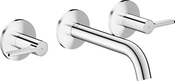 AX One 3-otworowa bateria umywalkowa z uchwytami jednoramiennymi i wylewką 160 mm, ścienna, podtynkowa, Chrom