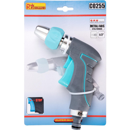 PISTOLET ZRASZAJĄCY REGULOWANY 1/2' METAL/GUMA