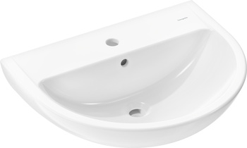 HG GladeLake S Umywalka wisząca 600/490 z otworem na baterię, z przelewem, Biały