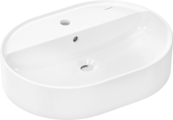 HG Xuniva U Umywalka nablatowa 600/450 z otworem na baterię, z przelewem, SmartClean, Biały