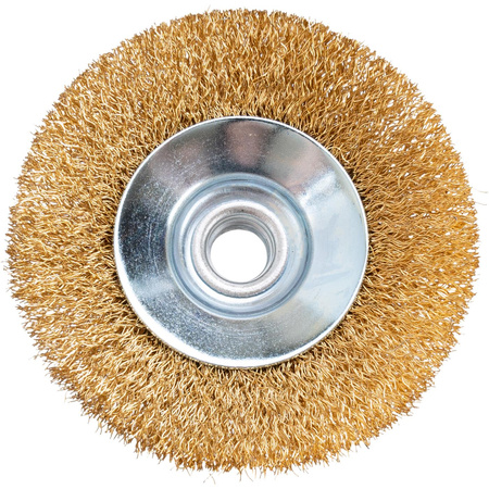 SZCZOTKA DO SZLIF. STOŻKOWA 100 MM MOSIĄDZOWANA