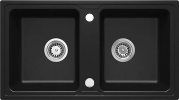 Zlewozmywak granitowy 2-komorowy nero stal ZQZ N203