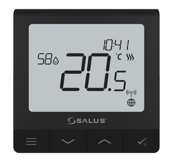 Salus bezprzewodowy, natynkowy regulator temperatury SQ610BRF Quantum, akumulatorowy, czarny