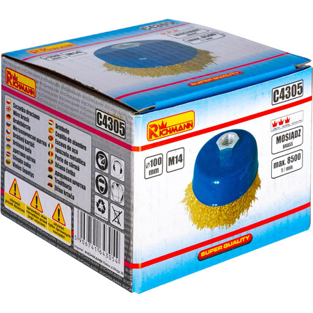 SZCZOTKA DO SZLIF. DOCZOŁOWA 100 MM MOSIĄDZOWANA