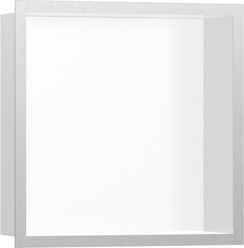 HG XtraStoris Individual Wnęka ścienna Biały Matowy z ozdobną ramką 300/300/100, Stal Szlachetna Szczotkowana