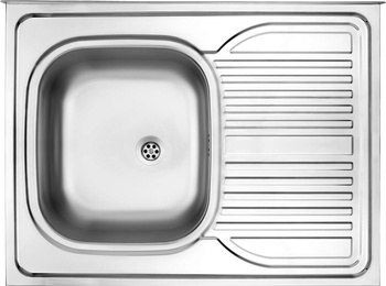 Zlewozmywak stalowy 1-komorowy z ociekaczem po prawej stronie - nakładany dekor stal ZM6 311P