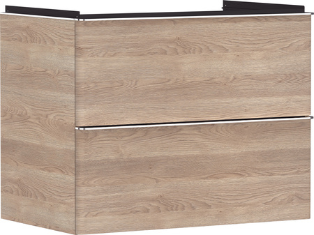 HG Xelu Q Szafka pod umywalkę wiszącą z 2 szufladami 780/475, Naturalny Dąb, Kolor uchwytów: Chrom