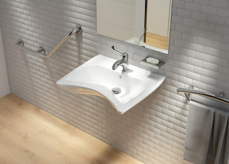 Umywalka ceramiczna ścienna z miejscem na baterię - dla osób z ograniczeniami ruchowymi biały CDV 6U6W
